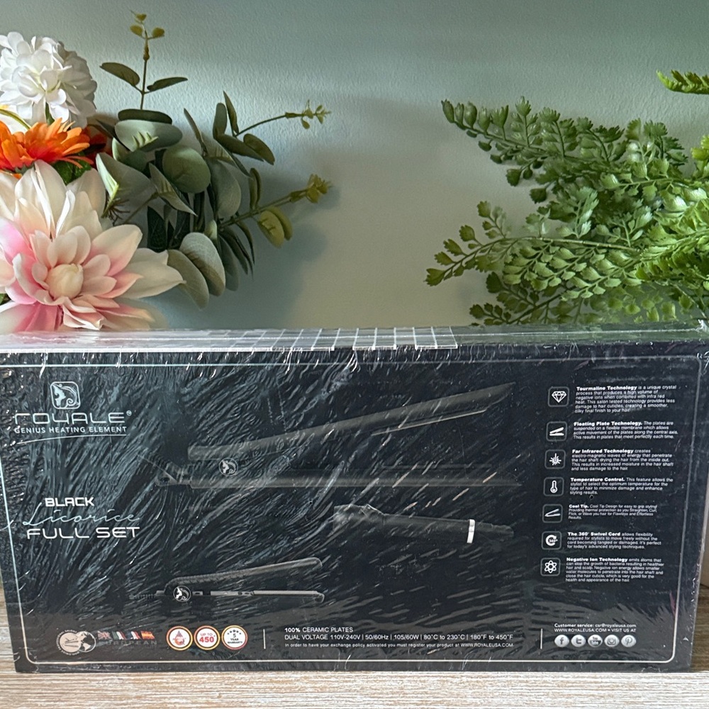 royale Genius Black Ceramic Hair Straightener Full Set